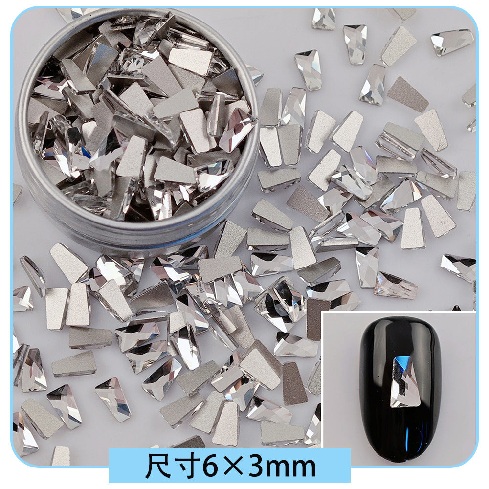 Mini Small Mixed Flatback Multi-Style Shaped Rhinestones Super Sparkle White Glass Nail Art Decorations