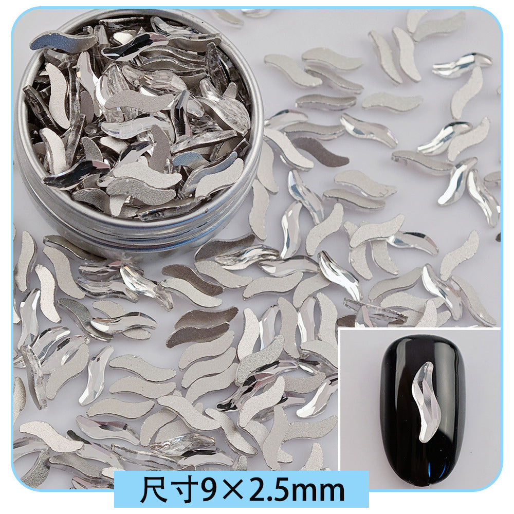 Mini Small Mixed Flatback Multi-Style Shaped Rhinestones Super Sparkle White Glass Nail Art Decorations