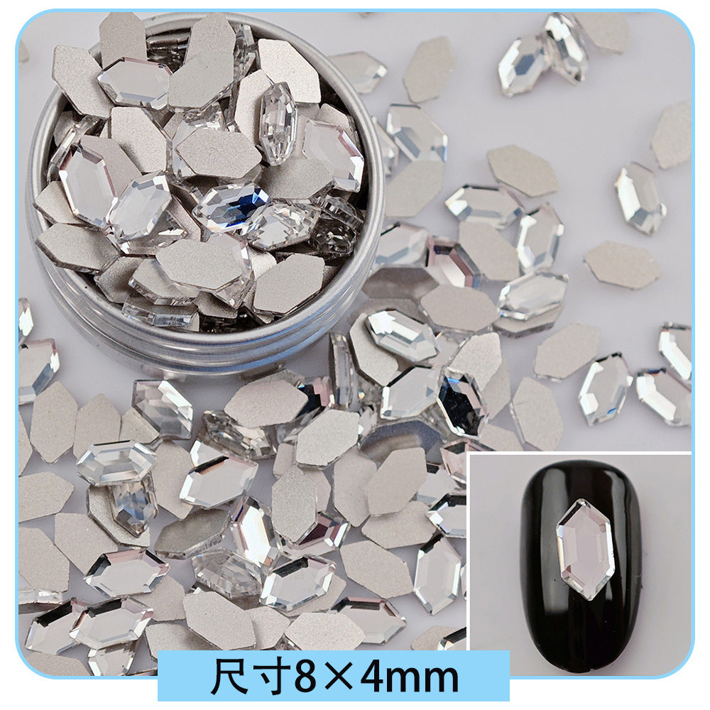 Mini Small Mixed Flatback Multi-Style Shaped Rhinestones Super Sparkle White Glass Nail Art Decorations