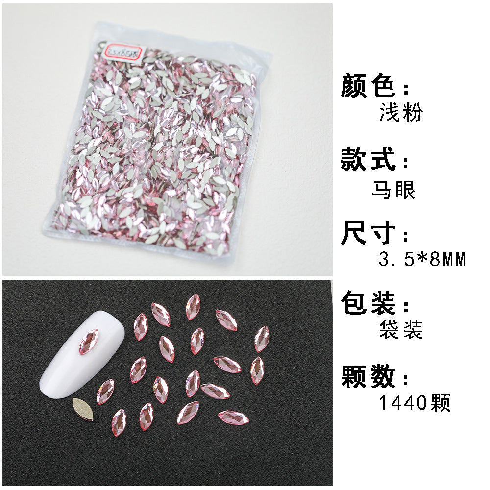 1440 Pcs/Bag Hot-Selling Nail Art Rhinestones: Light Pink Flatback Teardrop Glass Rhinestones | DIY Nail Art Ornaments Wholesale