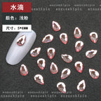 New hot-selling nail art rhinestones, light pink gold base, flat bottom, irregular shape, marquise, teardrop glass rhinestones, DIY nail art accessories wholesale.