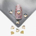 Cross-Border Supply Gold Champagne Flatback Shaped Nail Art Rhinestones Super Sparkle Gel Polish Adhesive Stones Non-Fading Base Color