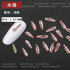 New Hot-Selling Light Pink Gold Base Flatback Shaped Marquise Teardrop Glass Rhinestones DIY Nail Art Accessories Wholesale