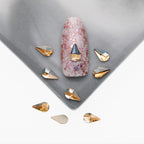 Cross-Border Supply Gold Champagne Flatback Shaped Nail Art Rhinestones Super Sparkle Gel Polish Adhesive Stones Non-Fading Base Color