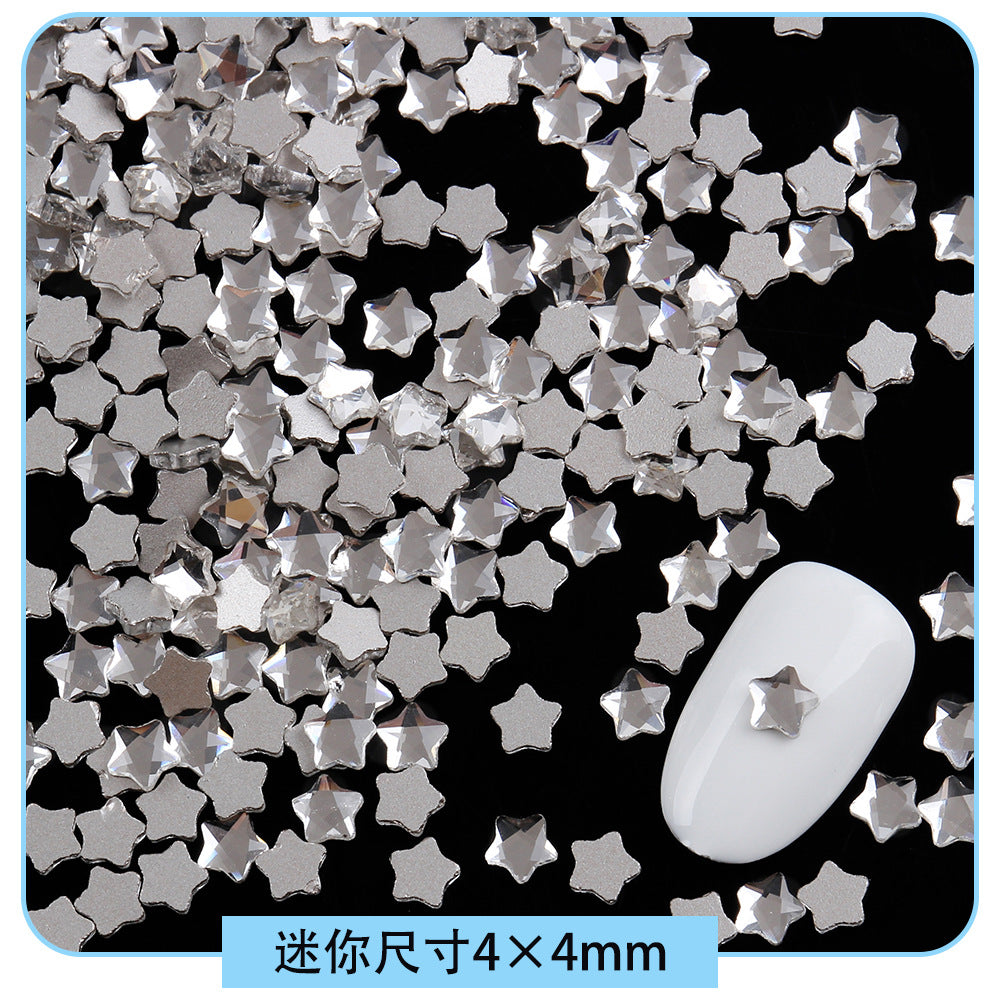 Mini Small Mixed Flatback Multi-Style Shaped Rhinestones Super Sparkle White Glass Nail Art Decorations