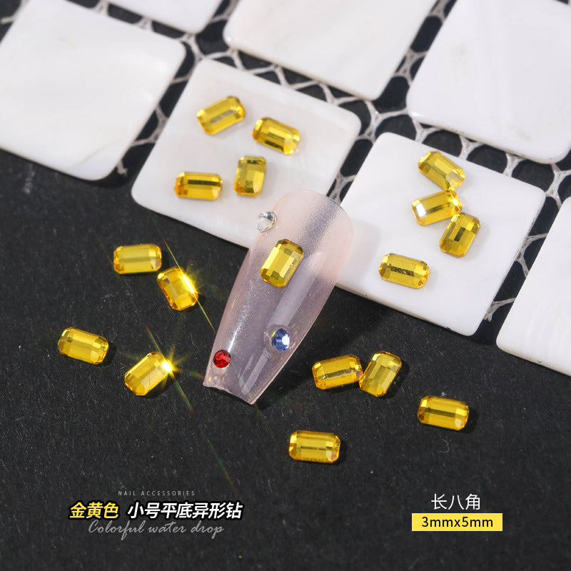 Small Golden Yellow Flatback Shaped Rhinestones Yellow Heart Butterfly Marquise Glass Crystal Nail Art Decorations Wholesale