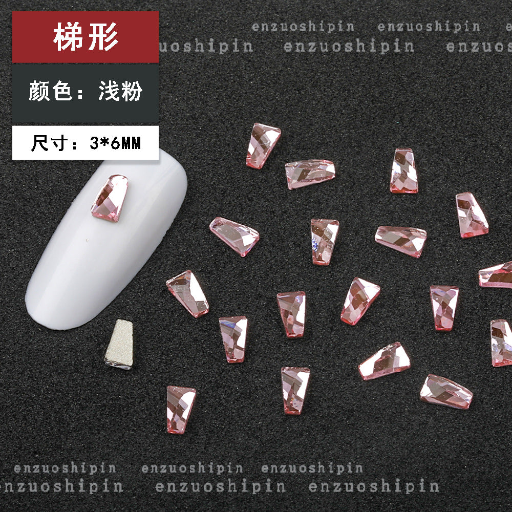 New Hot-Selling Light Pink Gold Base Flatback Shaped Marquise Teardrop Glass Rhinestones DIY Nail Art Accessories Wholesale