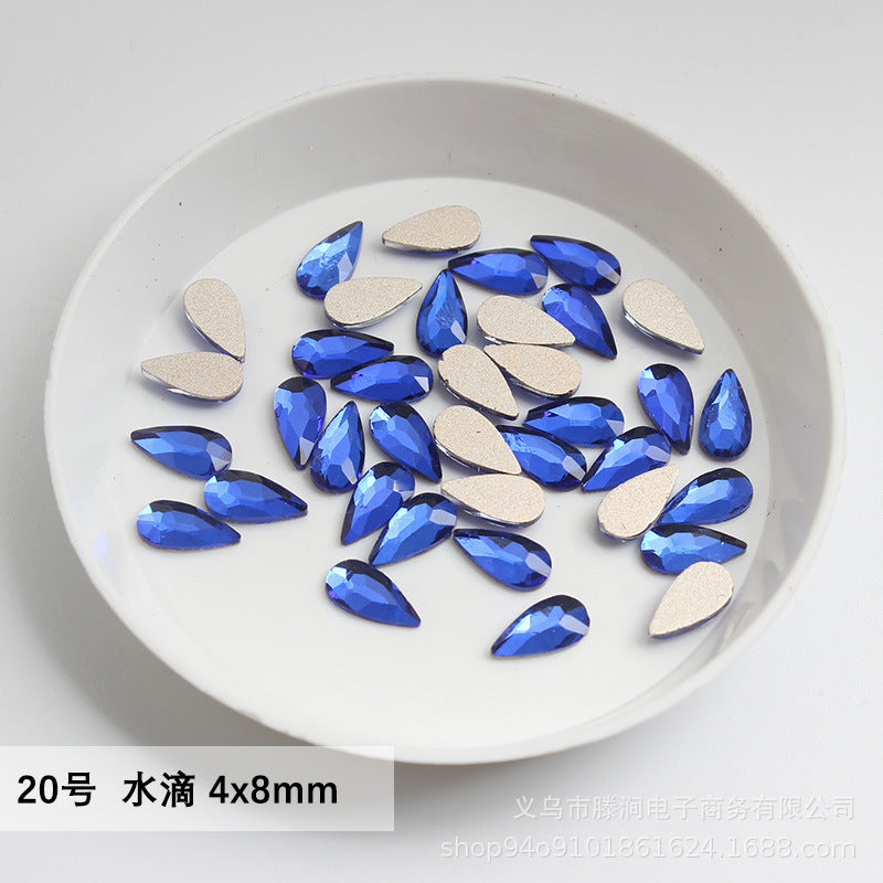 Flatback Shaped Rhinestones Series Deep Blue Colorful Nail Art Decorations Royal Blue Flatback Nail Rhinestones Wholesale Price