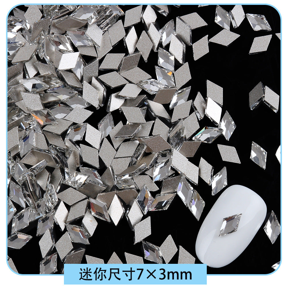Mini Small Mixed Flatback Multi-Style Shaped Rhinestones Super Sparkle White Glass Nail Art Decorations