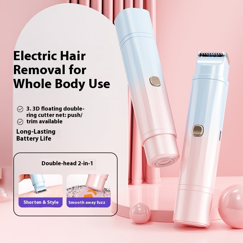 Portable Dual-Head Electric Shaver, Unisex Full-Body Hair Removal Device for Armpit and Leg Hair