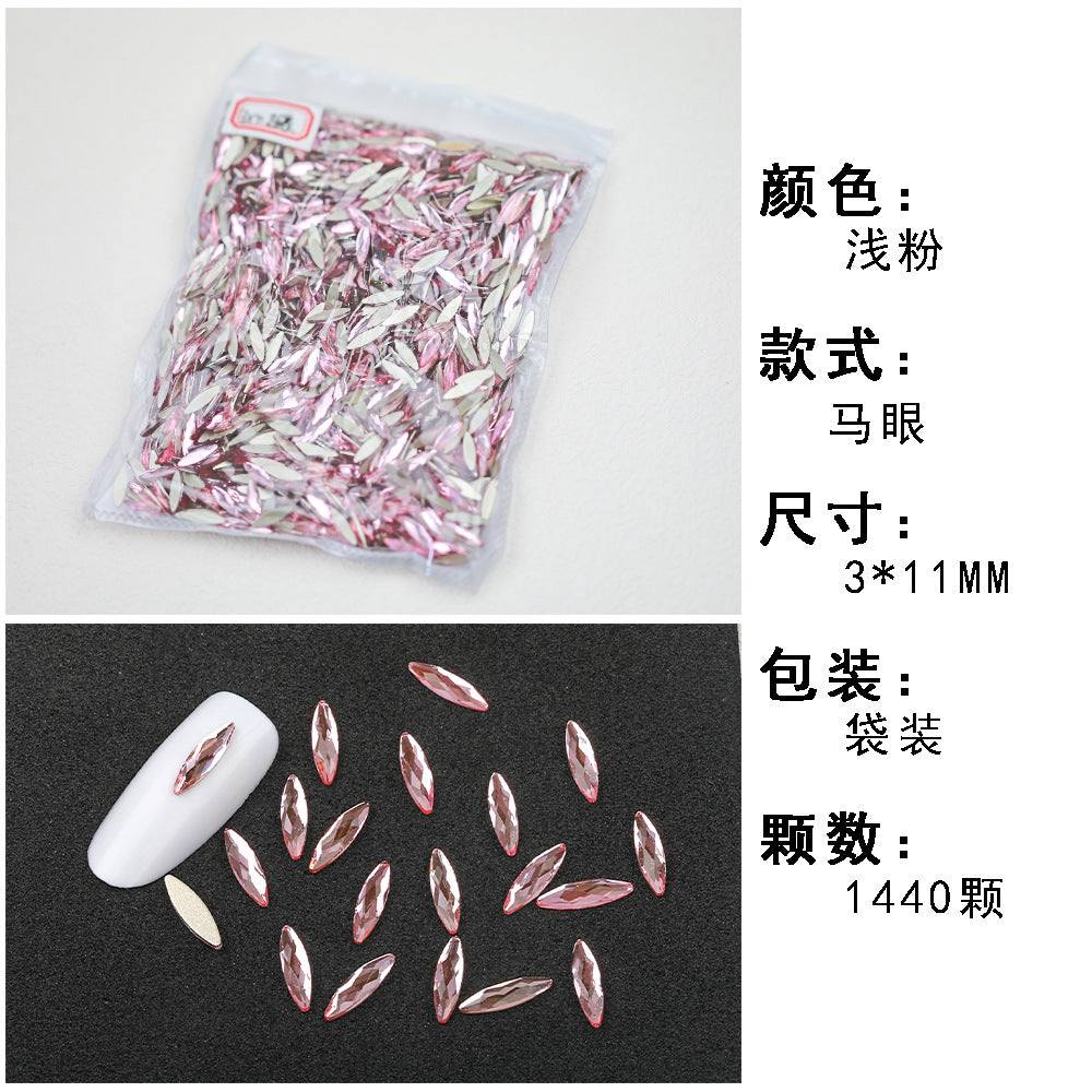1440 Pcs/Bag Hot-Selling Nail Art Rhinestones: Light Pink Flatback Teardrop Glass Rhinestones | DIY Nail Art Ornaments Wholesale