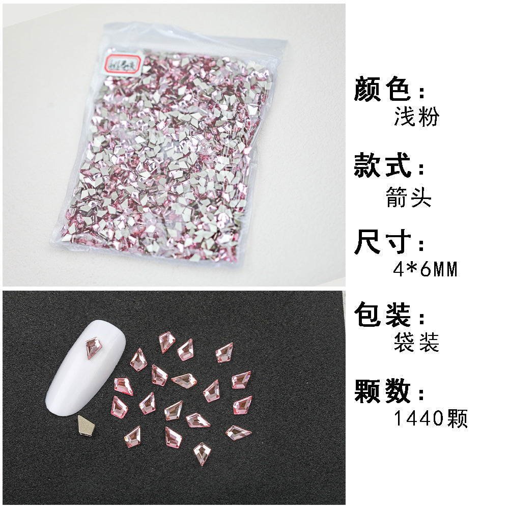 1440 Pcs/Bag Hot-Selling Nail Art Rhinestones: Light Pink Flatback Teardrop Glass Rhinestones | DIY Nail Art Ornaments Wholesale
