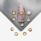 Cross-Border Supply Gold Champagne Flatback Shaped Nail Art Rhinestones Super Sparkle Gel Polish Adhesive Stones Non-Fading Base Color