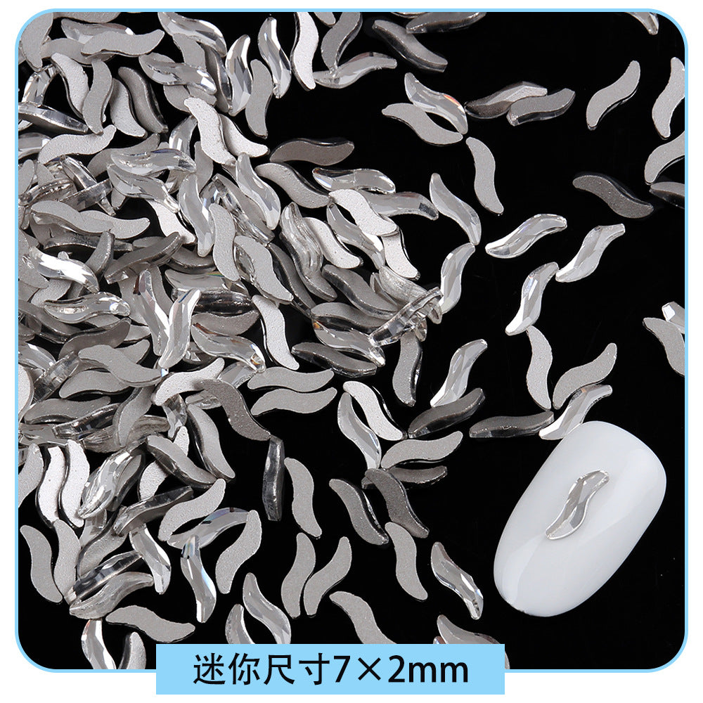 Mini Small Mixed Flatback Multi-Style Shaped Rhinestones Super Sparkle White Glass Nail Art Decorations