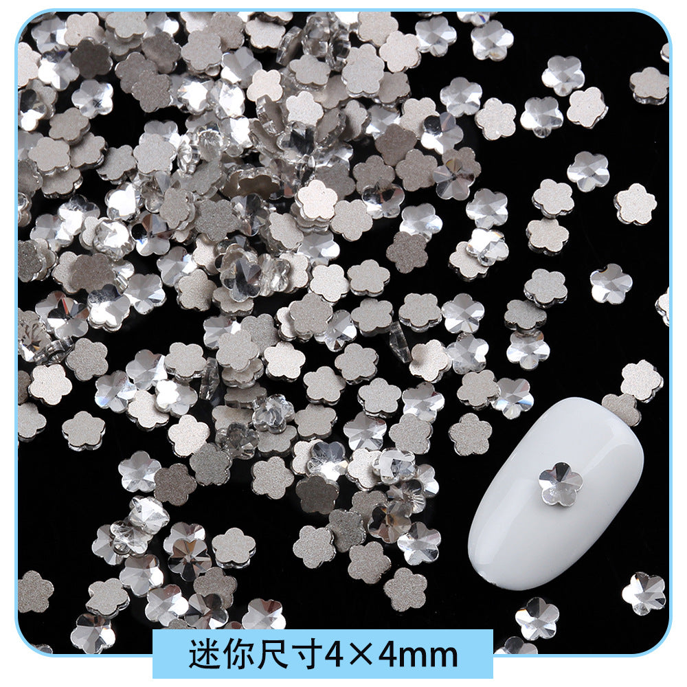 Mini Small Mixed Flatback Multi-Style Shaped Rhinestones Super Sparkle White Glass Nail Art Decorations