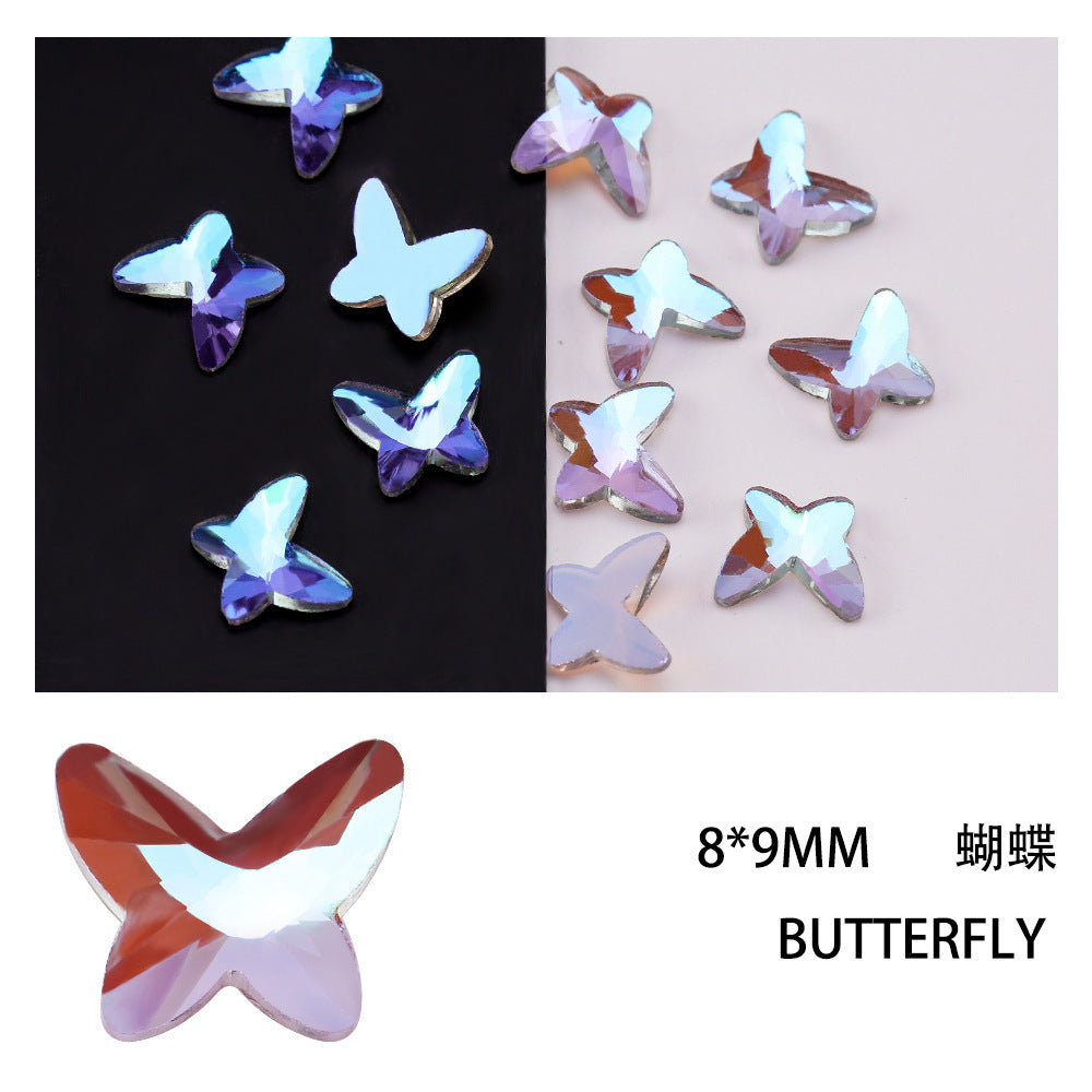 Cross-Border Direct Supply Aurora Phantom Purple Flatback Shaped Rhinestones DIY Nail Art Decorations Wholesale Accessories