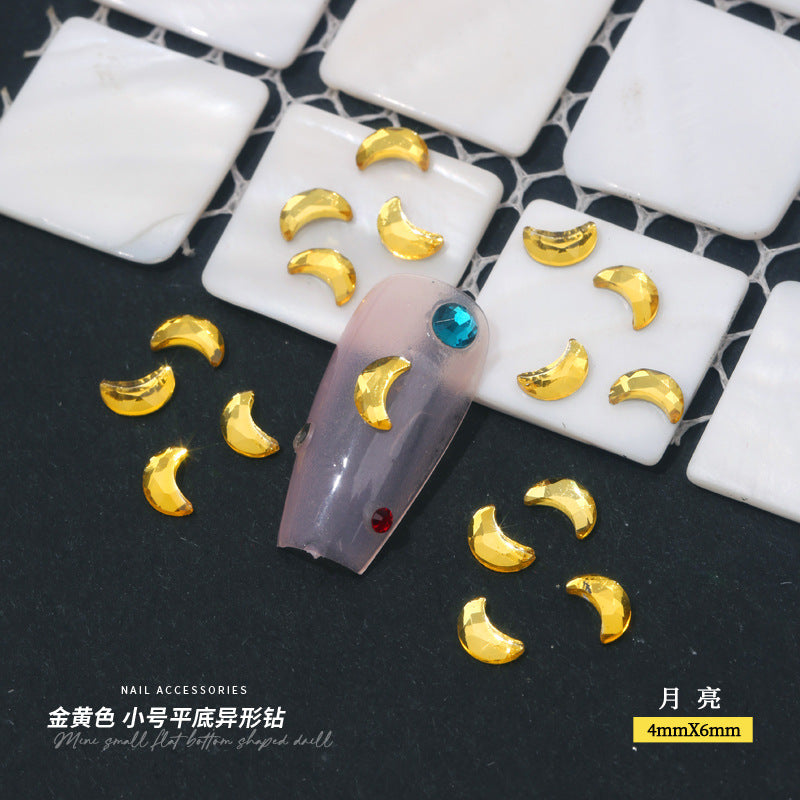 Small Golden Yellow Flatback Shaped Rhinestones Yellow Heart Butterfly Marquise Glass Crystal Nail Art Decorations Wholesale