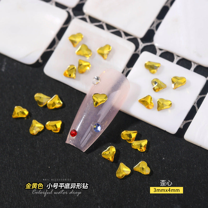 Small Golden Yellow Flatback Shaped Rhinestones Yellow Heart Butterfly Marquise Glass Crystal Nail Art Decorations Wholesale