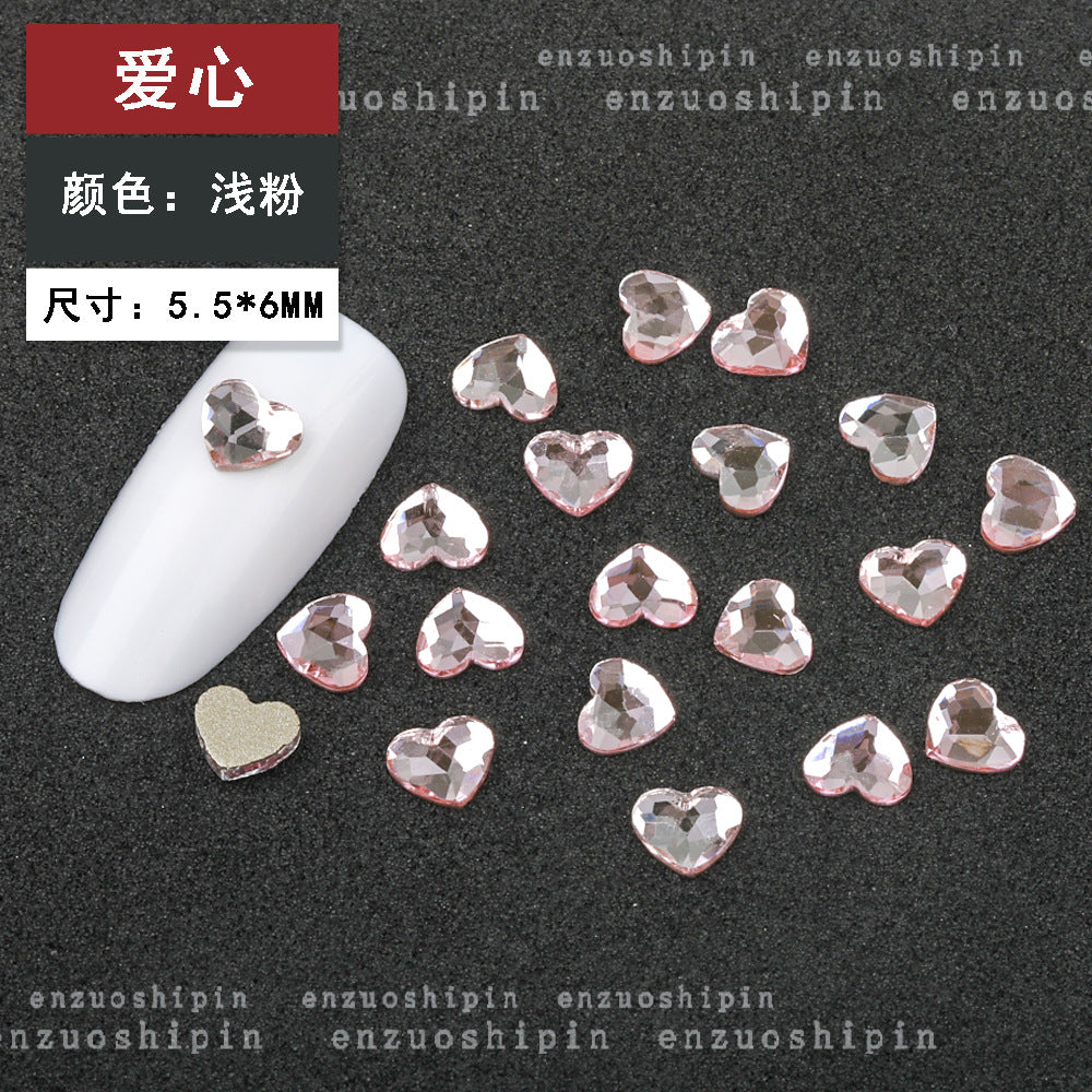 New hot-selling nail art rhinestones, light pink gold base, flat bottom, irregular shape, marquise, teardrop glass rhinestones, DIY nail art accessories wholesale.