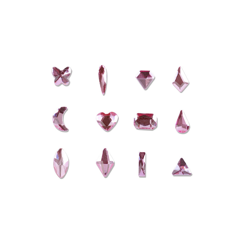 Mini Small Mixed Flatback Multi-Style Shaped Rhinestones Super Sparkle White Glass Nail Art Decorations