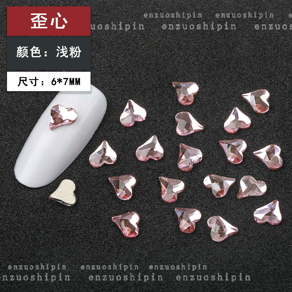 New Hot-Selling Light Pink Gold Base Flatback Shaped Marquise Teardrop Glass Rhinestones DIY Nail Art Accessories Wholesale