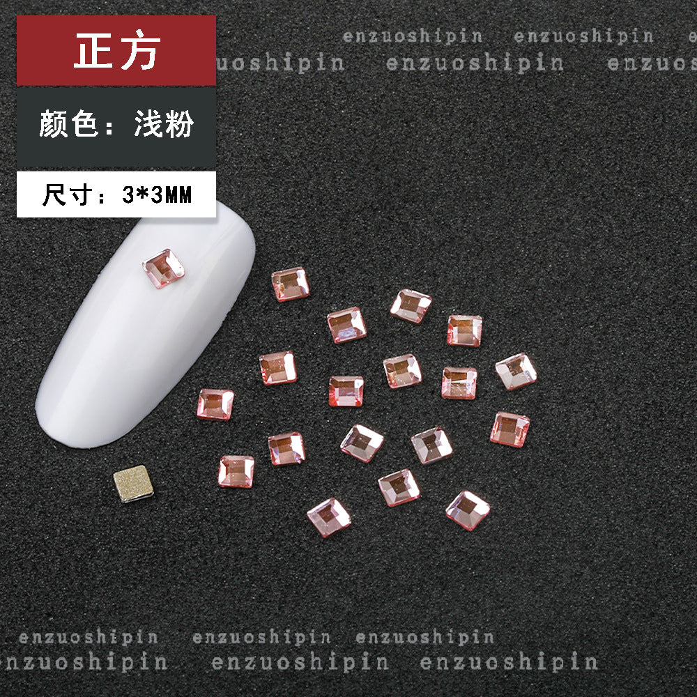 New hot-selling nail art rhinestones, light pink gold base, flat bottom, irregular shape, marquise, teardrop glass rhinestones, DIY nail art accessories wholesale.