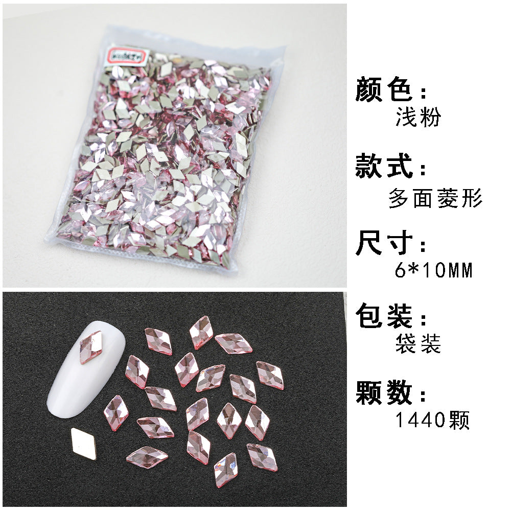 1440 Pcs/Bag Hot-Selling Nail Art Rhinestones: Light Pink Flatback Teardrop Glass Rhinestones | DIY Nail Art Ornaments Wholesale