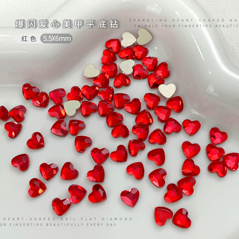 Red Small Flatback Shaped Rhinestones: Heart, Teardrop, Butterfly, Marquise | Christmas & New Year Nail Art Glass Ornaments | Factory Wholesale