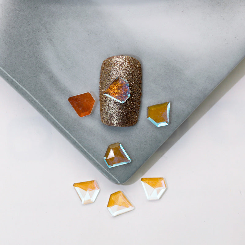 Factory Direct Wen Jingling Style Aurora Glass Stones Flatback Shaped Aurora Transparent Rhinestones Nail Art Accessories