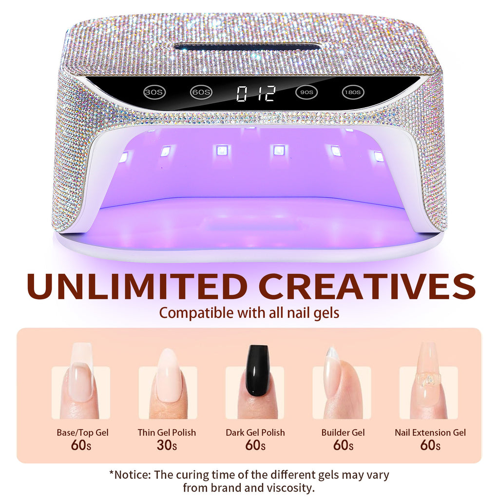New Style Diamond-Inlaid UV LED Nail Lamp, High-Power Quick-Dry Gel Polish Machine for Professional Nail Salons