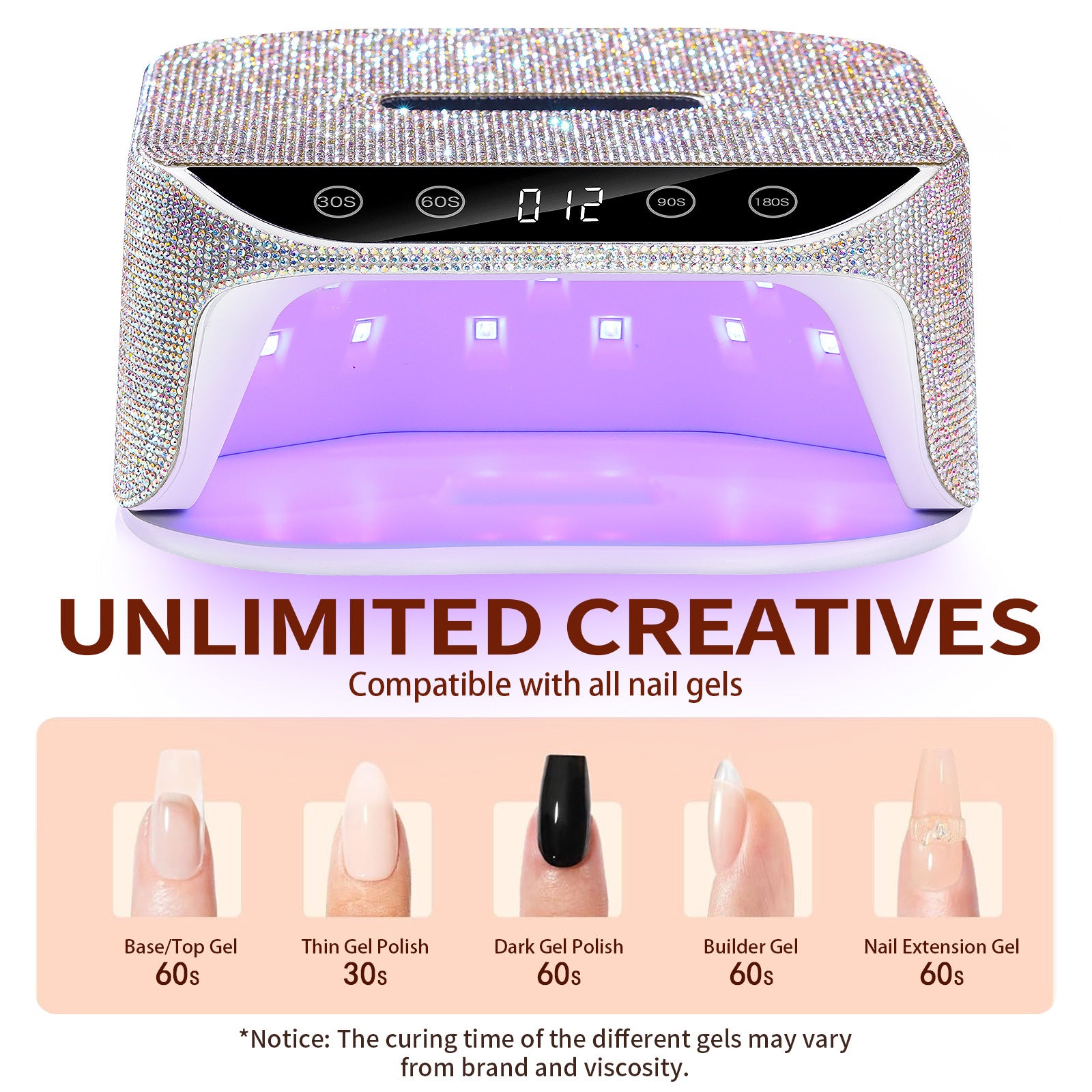 New Style Diamond-Inlaid UV LED Nail Lamp, High-Power Quick-Dry Gel Polish Machine for Professional Nail Salons
