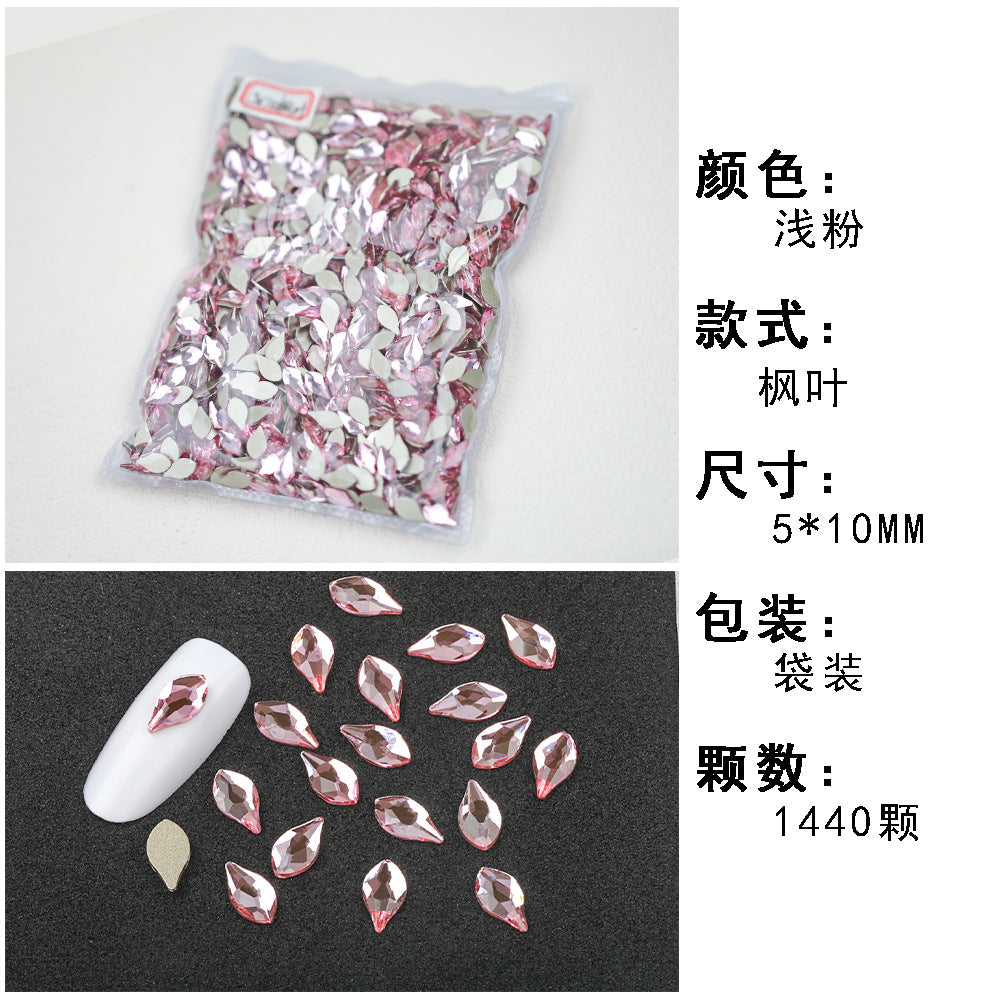 1440 Pcs/Bag Hot-Selling Nail Art Rhinestones: Light Pink Flatback Teardrop Glass Rhinestones | DIY Nail Art Ornaments Wholesale