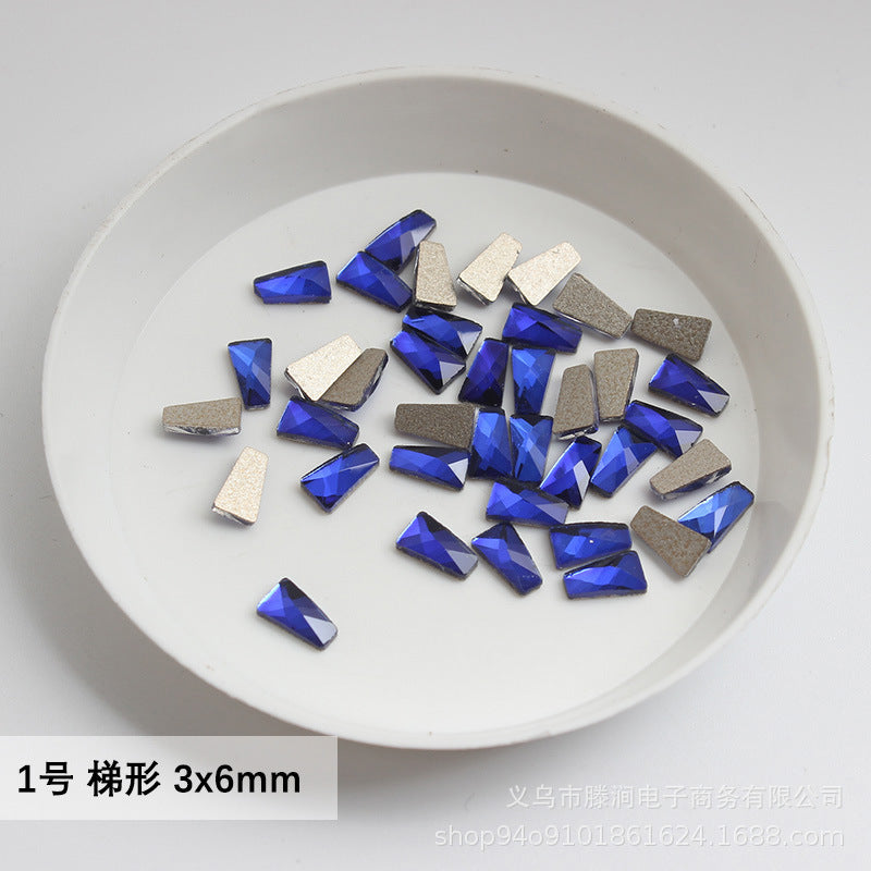 Flatback Shaped Rhinestones Series Deep Blue Colorful Nail Art Decorations Royal Blue Flatback Nail Rhinestones Wholesale Price