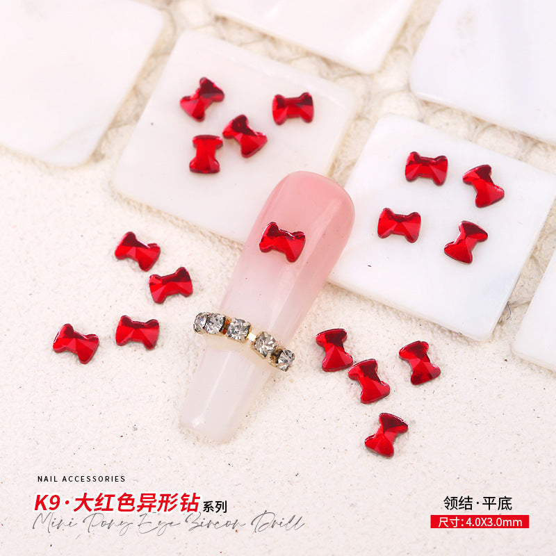 Red Small Flatback Shaped Rhinestones: Heart, Teardrop, Butterfly, Marquise | Christmas & New Year Nail Art Glass Ornaments | Factory Wholesale