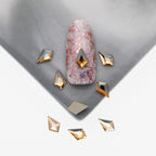 Cross-Border Supply Gold Champagne Flatback Shaped Nail Art Rhinestones Super Sparkle Gel Polish Adhesive Stones Non-Fading Base Color