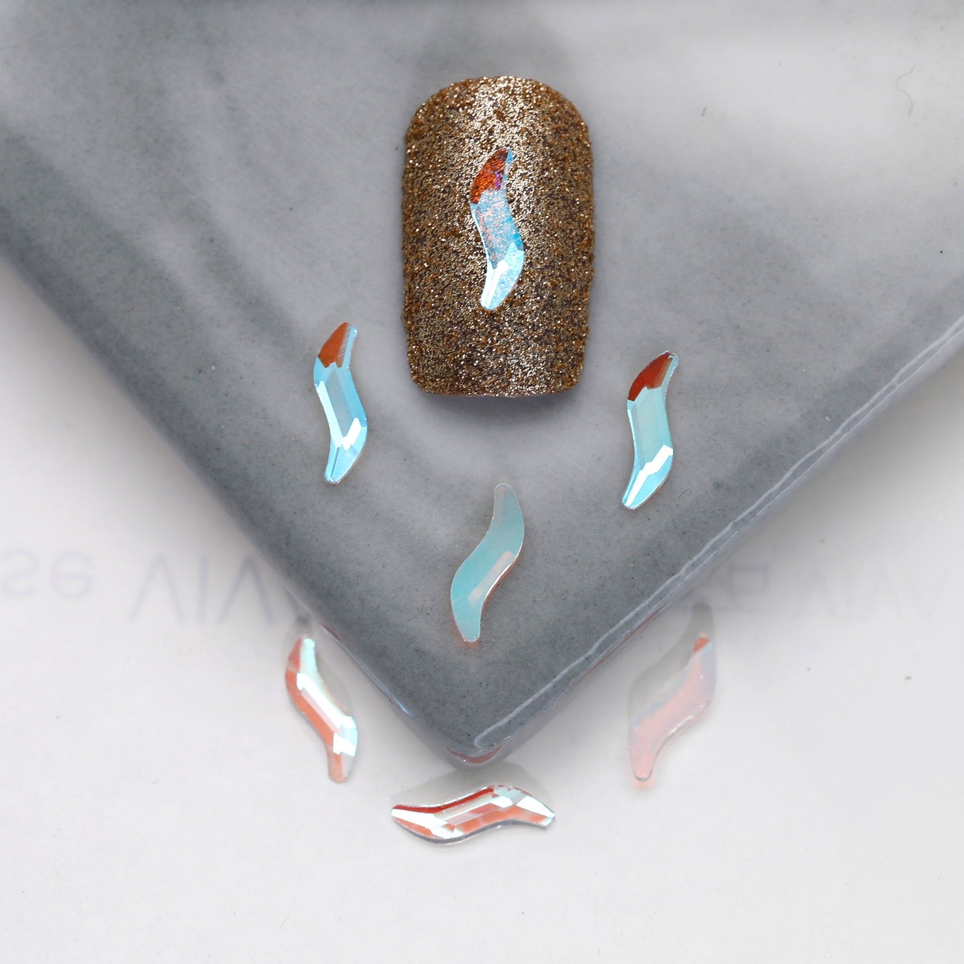 Factory Direct Wen Jingling Style Aurora Glass Stones Flatback Shaped Aurora Transparent Rhinestones Nail Art Accessories