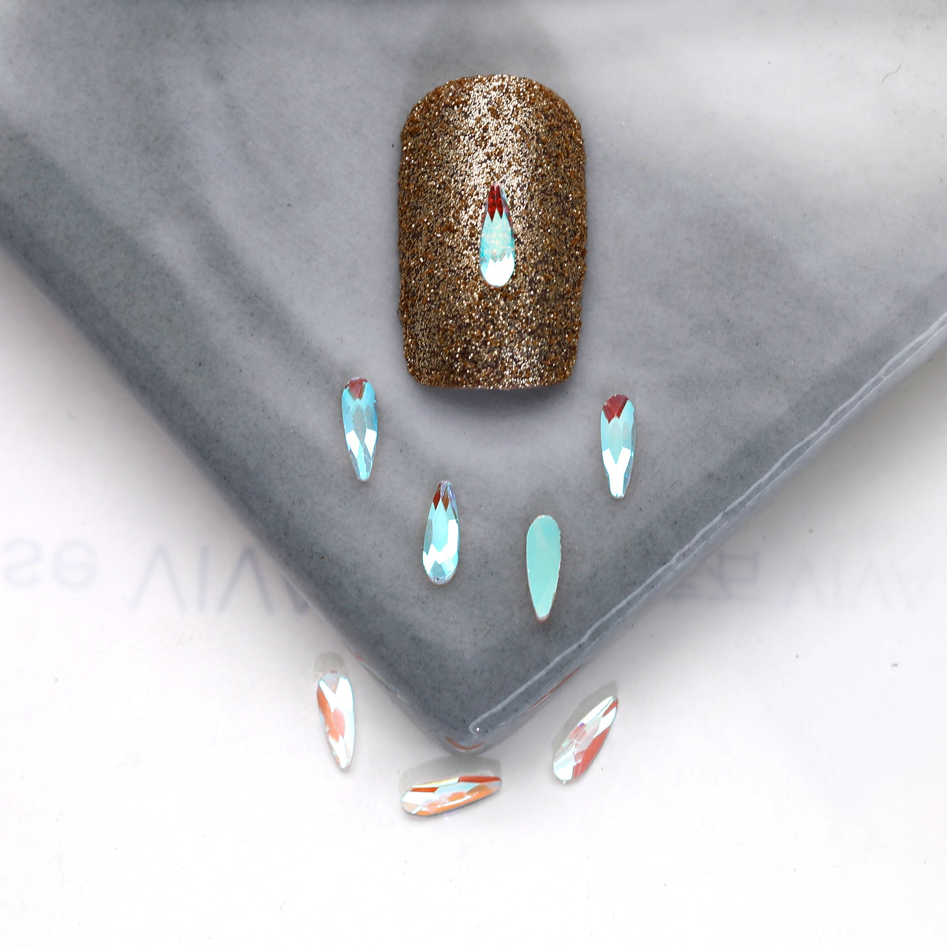 Factory Direct Wen Jingling Style Aurora Glass Stones Flatback Shaped Aurora Transparent Rhinestones Nail Art Accessories