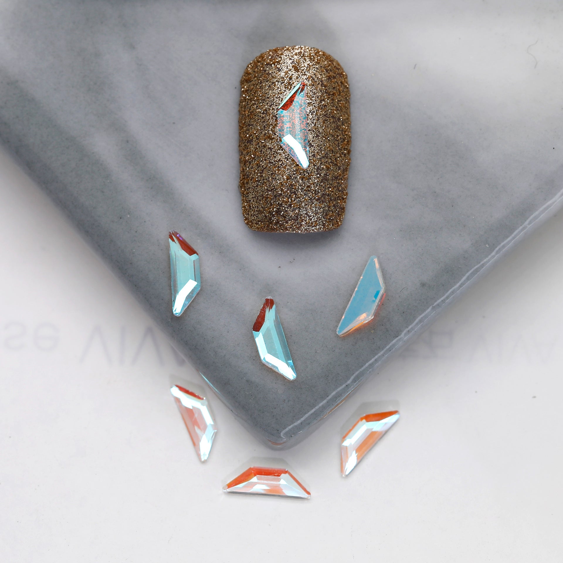 Factory Direct Wen Jingling Style Aurora Glass Stones Flatback Shaped Aurora Transparent Rhinestones Nail Art Accessories