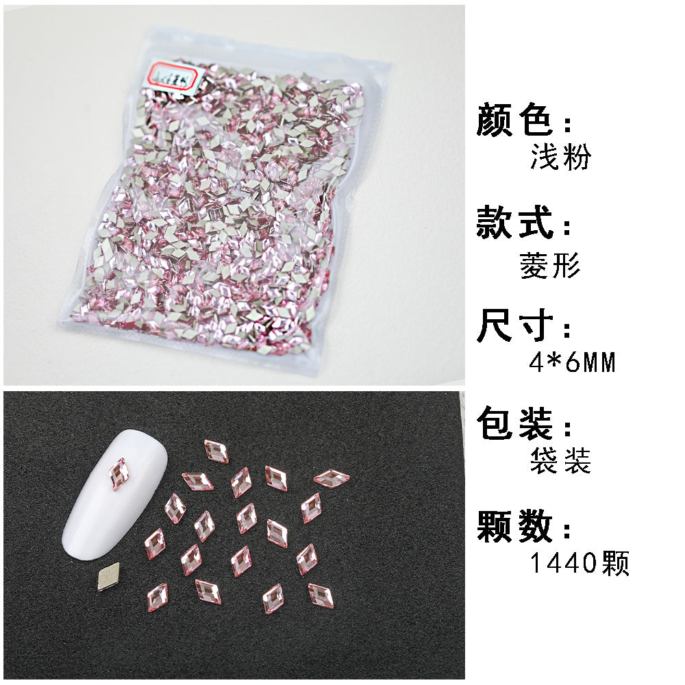 1440 Pcs/Bag Hot-Selling Nail Art Rhinestones: Light Pink Flatback Teardrop Glass Rhinestones | DIY Nail Art Ornaments Wholesale