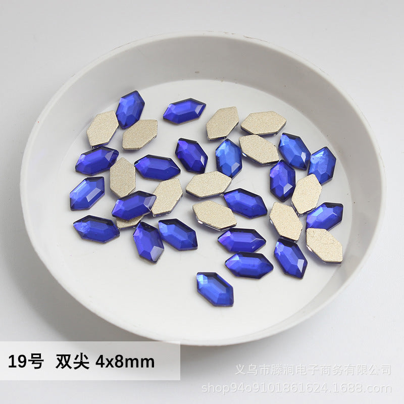 Flatback Shaped Rhinestones Series Deep Blue Colorful Nail Art Decorations Royal Blue Flatback Nail Rhinestones Wholesale Price