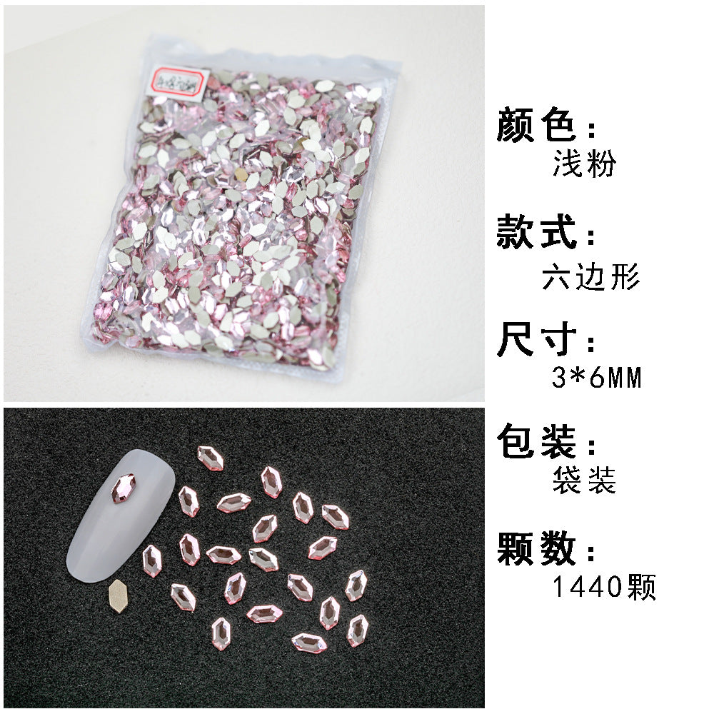 1440 Pcs/Bag Hot-Selling Nail Art Rhinestones: Light Pink Flatback Teardrop Glass Rhinestones | DIY Nail Art Ornaments Wholesale