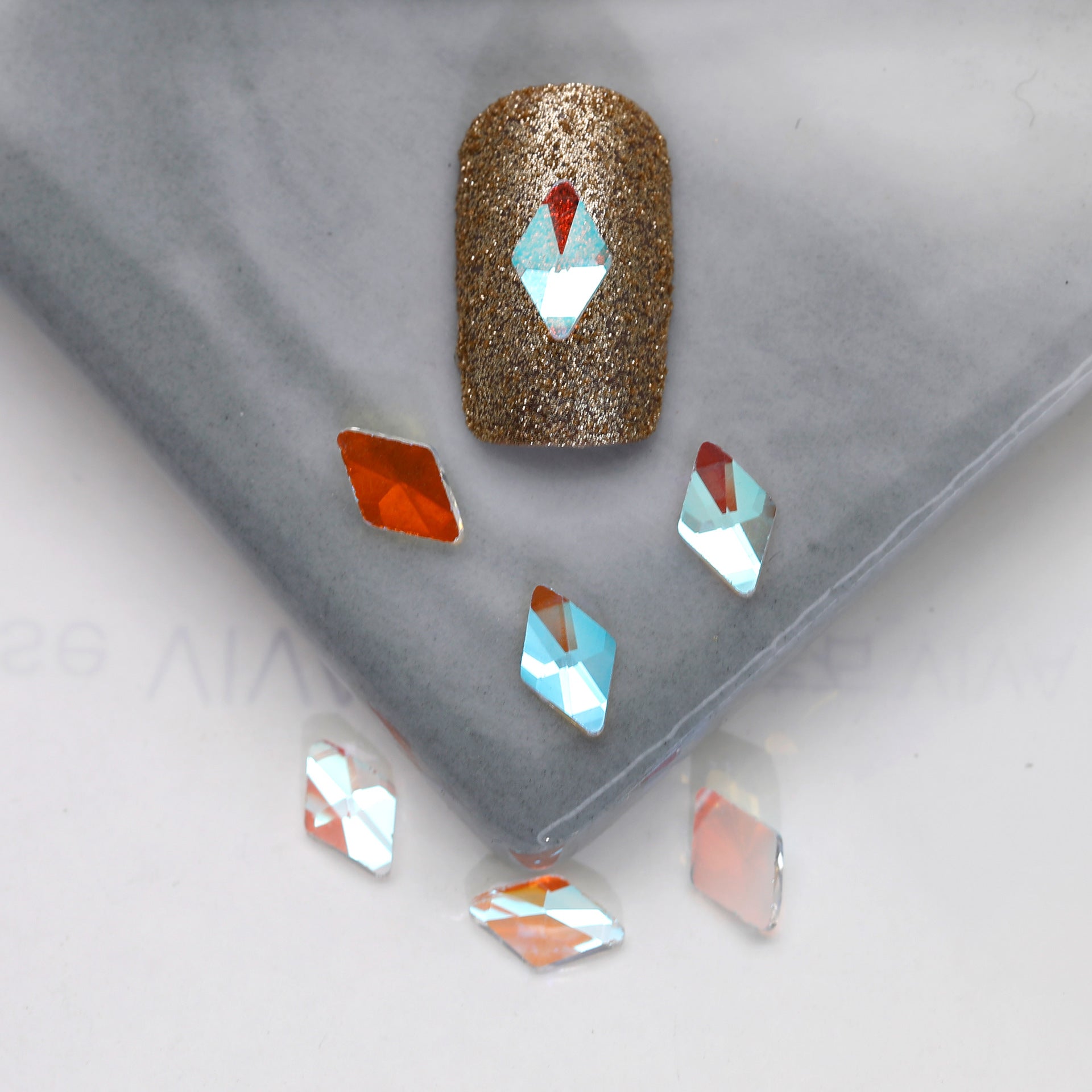 Factory Direct Wen Jingling Style Aurora Glass Stones Flatback Shaped Aurora Transparent Rhinestones Nail Art Accessories