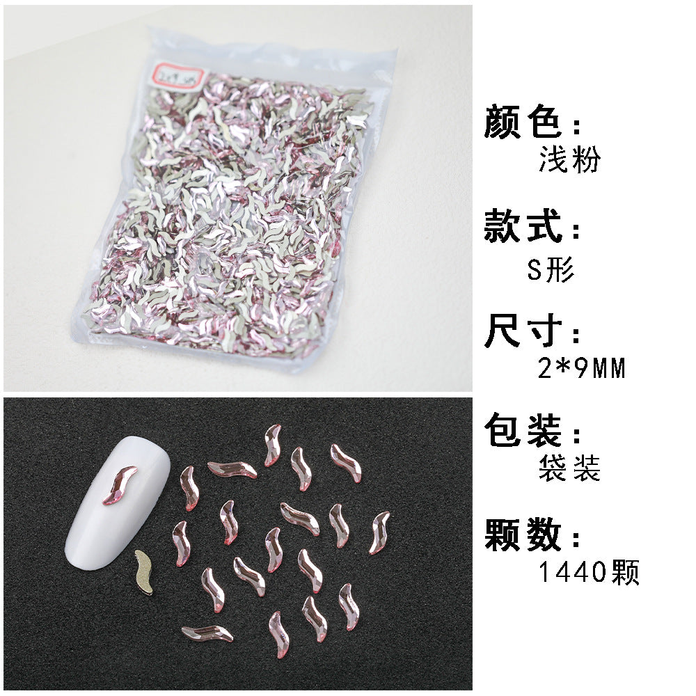 1440 Pcs/Bag Hot-Selling Nail Art Rhinestones: Light Pink Flatback Teardrop Glass Rhinestones | DIY Nail Art Ornaments Wholesale