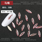 New Hot-Selling Light Pink Gold Base Flatback Shaped Marquise Teardrop Glass Rhinestones DIY Nail Art Accessories Wholesale