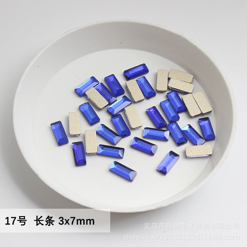 Flatback Shaped Rhinestones Series Deep Blue Colorful Nail Art Decorations Royal Blue Flatback Nail Rhinestones Wholesale Price