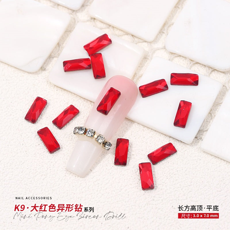 Red Small Flatback Shaped Rhinestones: Heart, Teardrop, Butterfly, Marquise | Christmas & New Year Nail Art Glass Ornaments | Factory Wholesale