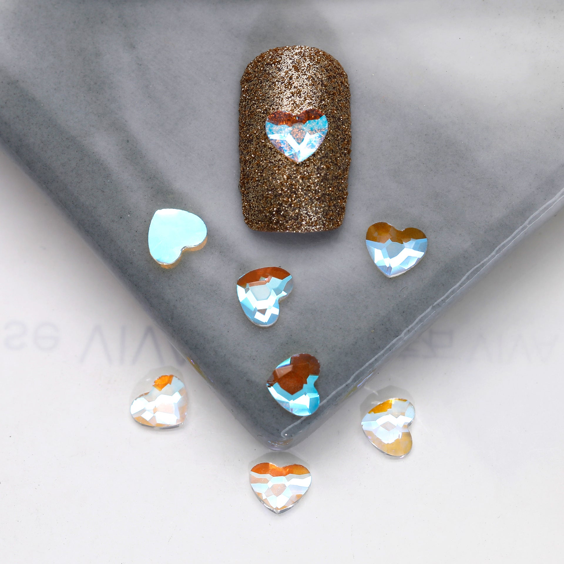 Factory Direct Wen Jingling Style Aurora Glass Stones Flatback Shaped Aurora Transparent Rhinestones Nail Art Accessories