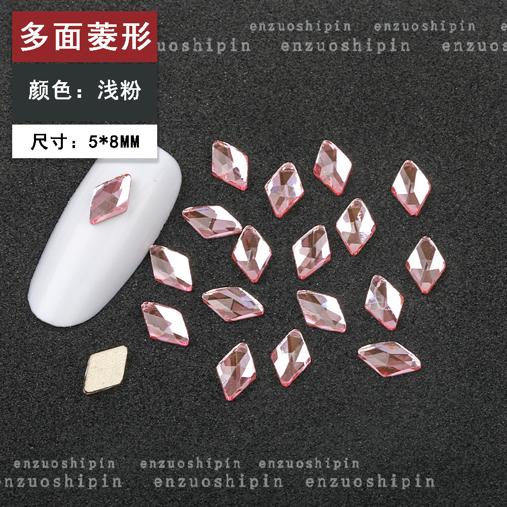 New Hot-Selling Light Pink Gold Base Flatback Shaped Marquise Teardrop Glass Rhinestones DIY Nail Art Accessories Wholesale