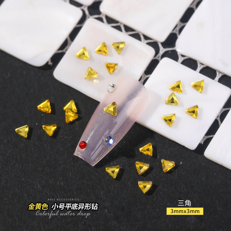 Small Golden Yellow Flatback Shaped Rhinestones Yellow Heart Butterfly Marquise Glass Crystal Nail Art Decorations Wholesale