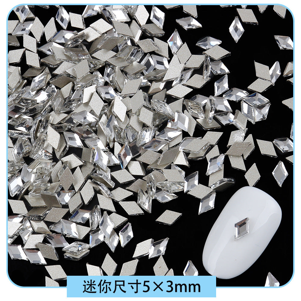 Mini Small Mixed Flatback Multi-Style Shaped Rhinestones Super Sparkle White Glass Nail Art Decorations